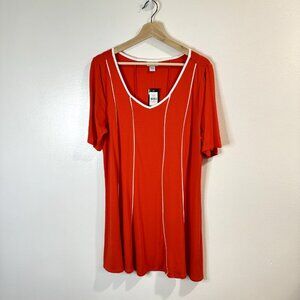 NWT Avenue Shirt Tunic Swing Size 18 Panel Orange White Retro Mod Stretch